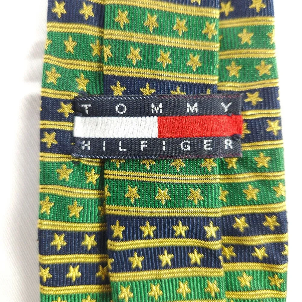 Tommy Hilfiger Blue Green Stars & Stripes Boys Silk Tie 48.25